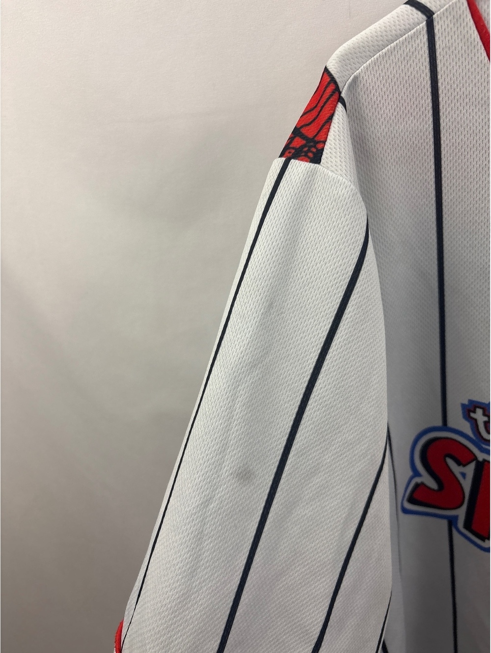Marvel The Amazing Spiderman Mens White Pinstripe Baseball Jersey XL - Picture 6 of 9